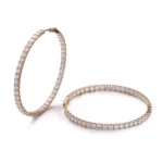 *Round Cut Moissanite Hoop Earrings Classic Pave Circle Style - Image 4