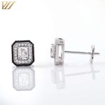 Dazzling White Gold Emerald Cut Moissanite Stud Earrings