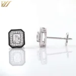 *Dazzling White Gold Emerald Cut Moissanite Stud Earrings - Image 2