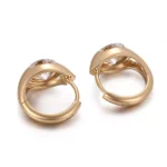 Round Cut Lab Diamond Hoop Earrings Sculptural Tapered Huggie Style - Image 2