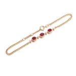 Ruby Triad Bracelet | 18K Yellow Gold Ruby & Diamond Floral Links​ - Image 3