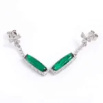 Emerald and moissanite Bow Drop Earrings - Image 2