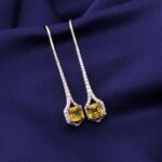 *Elegant Yellow Lab Gemstone and Moissanite Drop Earrings - Image 6
