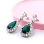 *Exquisite Pear-Shaped emerald Halo Drop Earrings - Image 6