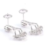 *Gorgeous White Gold Moissanite Pear Cut Floral Drop Earrings - Image 3