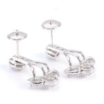 Gorgeous White Gold Moissanite Pear Cut Floral Drop Earrings
