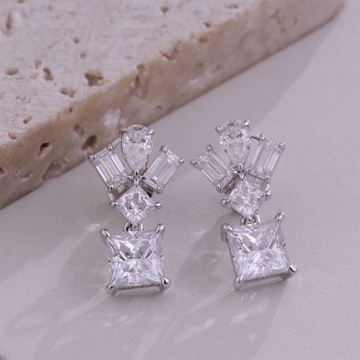 7-11 *Elegant White Gold Moissanite Stud Earrings - Image 1