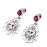 Red Eyes Skull:Daring Hip Hop White Gold Earrings - Image 2