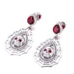 Red Eyes Skull:Daring Hip Hop White Gold Earrings