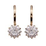 Stunning Round Cut Yellow Gold Moissanite Hoop Earrings