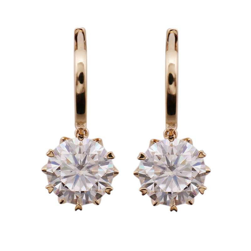 7-13 *Exquisite Yellow Gold Moissanite Drop Earrings - Image 1