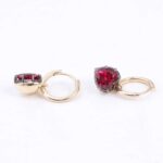 *Charming Yellow Gold Heart Cut Red Lab Gemstone Drop Earrings - Image 2