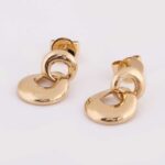 *Modern Double Circle Gold Drop Earrings - Image 3