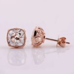 *Elegant Rose Gold Cushion Cut Moissanite Stud Earrings - Image 5