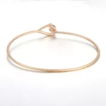 *Modern Gold Bangle Bracelet Featuring Round Cut Lab Gemstone Solitaire - Image 3