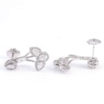 *Gorgeous White Gold Moissanite Pear Cut Floral Drop Earrings - Image 2