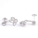 Gorgeous White Gold Moissanite Pear Cut Floral Drop Earrings
