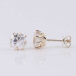 *Gorgeous eight prong setting Yellow Gold Stud Earrings - Image 2