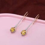 *Elegant Yellow Lab Gemstone and Moissanite Drop Earrings - Image 7