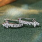 *Gorgeous White Gold Moissanite Round Cut Huggie Earrings - Image 9