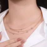 Round Cut Lab Diamond Necklace Triple Strand Floating Collar Style - Image 3