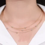 Round Cut Lab Diamond Necklace Triple Strand Floating Collar Style - Image 4