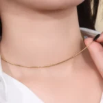 1.2mm Snake Necklace 18k Yellow Gold Round Liquid Chain Style - Image 4