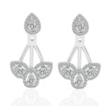 *Gorgeous White Gold Moissanite Pear Cut Floral Drop Earrings