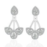 Gorgeous White Gold Moissanite Pear Cut Floral Drop Earrings