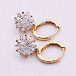 Stunning Round Cut Yellow Gold Moissanite Hoop Earrings