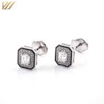 Dazzling White Gold Emerald Cut Moissanite Stud Earrings