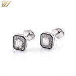 *Dazzling White Gold Emerald Cut Moissanite Stud Earrings - Image 4