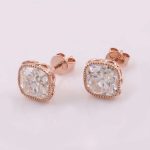 Elegant Rose Gold Cushion Cut Moissanite Stud Earrings
