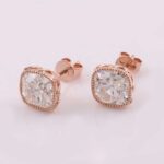 *Elegant Rose Gold Cushion Cut Moissanite Stud Earrings - Image 3