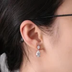 **Captivating Pear Cut White Gold Drop Earrings - Image 6