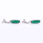 Emerald and moissanite Bow Drop Earrings - Image 3