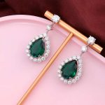 Exquisite Pear-Shaped emerald Halo Drop Earrings