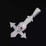 *Striking Skull Cross Moissanite Pendant - Image 4