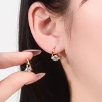 Round Cut Lab Diamond Earrings Geometric V-Shape Hoop Style