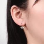 Round Cut Lab Diamond Earrings Geometric V-Shape Hoop Style - Image 4