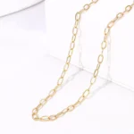 18k Yellow Gold Necklace Elongated Paperclip Link Chain Style - Image 4