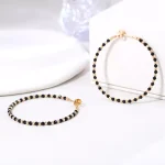Black Spinel Beaded Hoop Earrings Faceted Gemstone Circle Style
