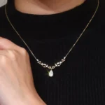 *Elegant Pear Cut Moissanite Pendant Necklace with Nature Inspired Vine Design - Image 4