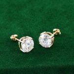 Stunning four claw setting Moissanite Round Cut Stud Earrings