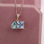 Toi et Moi Pendant with Lab Sapphire and Blue Moissanite (Pendant Only)
