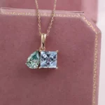 *Toi et Moi Pendant with Lab Sapphire and Blue Moissanite (Pendant Only) - Image 3