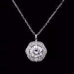 Classic Round Lab Diamond Floral Halo Pendant in 18k White Gold
