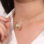 Round Cut Diamond Pendant Necklace Vintage Cross Medallion Motif