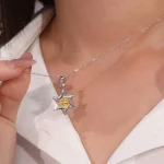 Round Cut Diamond Reversible Pendant Necklace Star Bee Deer Motif（pendant only）