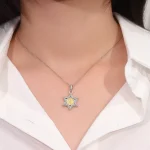 Round Cut Diamond Reversible Pendant Necklace Star Bee Deer Motif（pendant only）